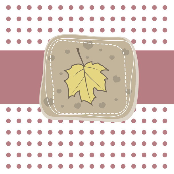 Simple card with leaf. Vector illustration - Vektör, Görsel