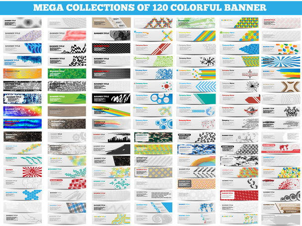 Mega gyűjteménye 120 színes Banner - Vektor, kép