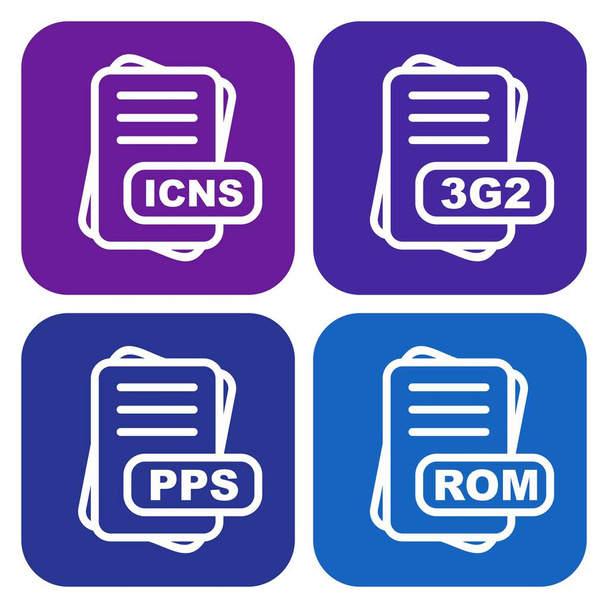 Set of file format icons, vector illustration - Vector, Image