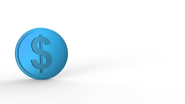 Sinisen dollarin kolikko Eristetty valkoisella pohjalla. 3d tehdä erillinen kuva, liiketoiminta, hallinta, riski, raha, käteinen, kasvu, pankki, rahoitus, symboli. - Valokuva, kuva