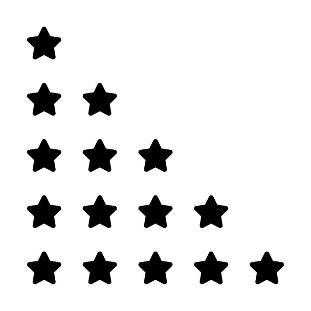 rating 5 stars black for review isolated on white, five stars for ranking award, cute stars for choice quality, symbol star for rank vote or review best, pentagram 5 stars icon flat simple for app web - Vector, Image