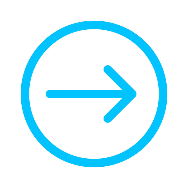 стрілка лінія вказує прямо в колі синій ізольовані на білому, стрілка в кругових мазках для напрямку праворуч, стрілка кнопка проста графіка, символ стрілки лінії в колі для програми ui, вказівник стрілки праворуч
 - Вектор, зображення