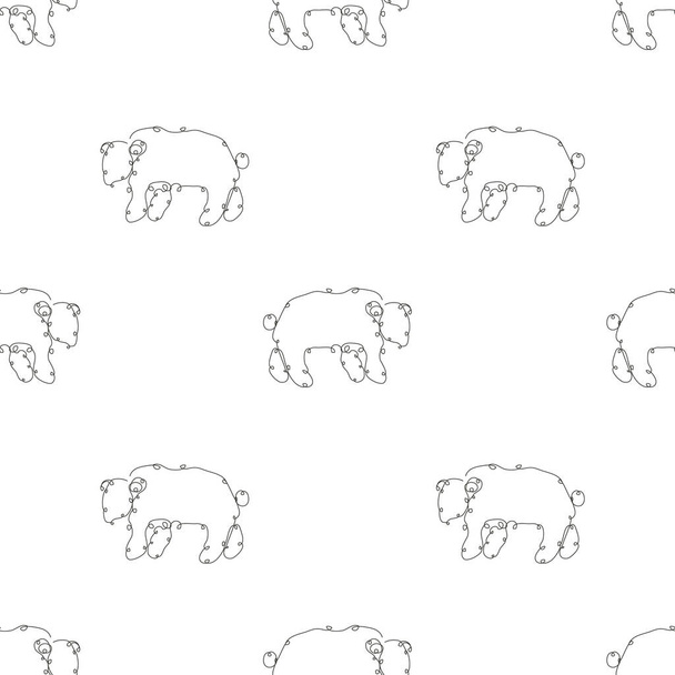 Elegant seamless pattern with bears, design elements. Animal pattern for invitations, cards, print, gift wrap, manufacturing, textile, fabric, wallpapers. Continuous line art style - Vector, Image