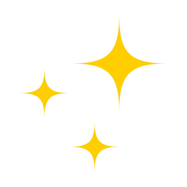 hvězda jasně žluté zlato izolované na bílém pozadí, tři hvězdy tvar jiskra pro grafický design, 3 hvězdy lesk plochý styl ikona pro prvek dekorace, jednoduchá hvězda zlatá - Vektor, obrázek