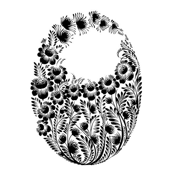 decorative silhouette of a floral basket - Vector, Image