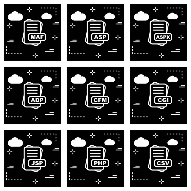 Set Of File Format 9 Icon - Vector, Image