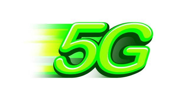 5G logo záře pro budoucnost technologií, čísla 5 a G symbol zelená jasná, zelená 5G abeceda pro podnikání digitální sítě globální koncept - Vektor, obrázek