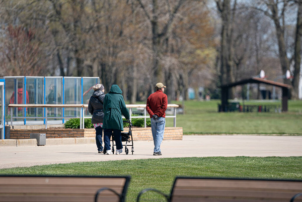 Harrison Township, Michigan, USA, people leisure in nature at park  - 写真・画像