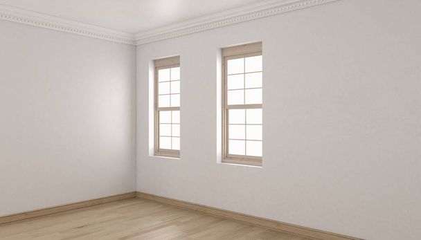 3d рендеринг немеблированной комнаты с деревянными полами лиственных пород
  - Фото, изображение