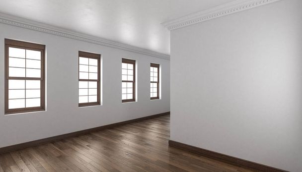 3d рендеринг неоковитої кімнати з підлогою Хардвуд  - Фото, зображення