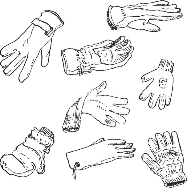 Set von verschiedenen Handschuhen - Vektor, Bild