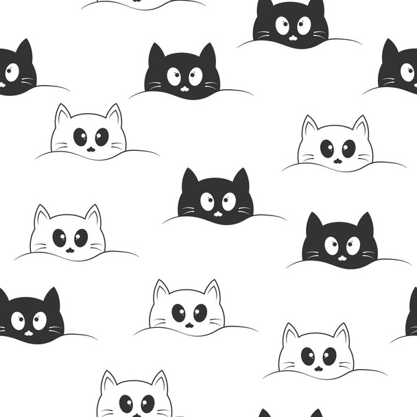 Seamless pattern with cute cat face for texture, textiles, simple backgrounds and packaging - Vector, Image