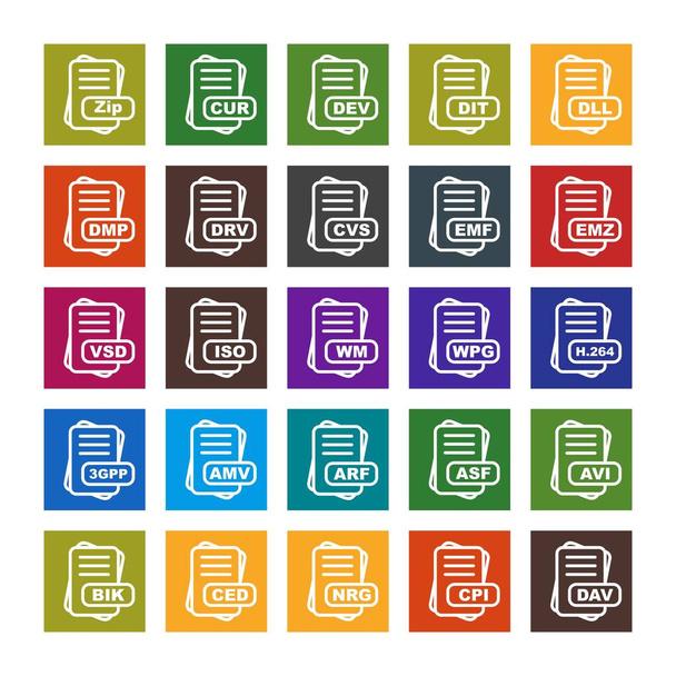  conjunto de ícones de formato de arquivo vetorial - Vetor, Imagem