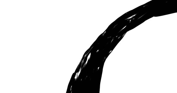 Flujo negro abstracto. Aceite Fluido textura movimiento gráfico. Renderizado 3D - Foto, Imagen