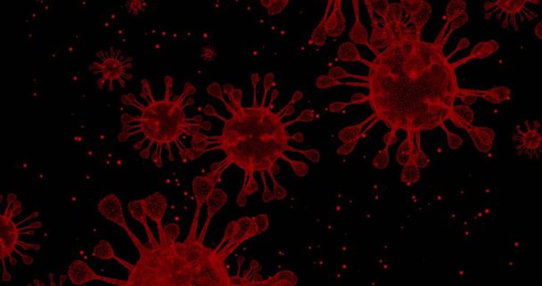 Koronaviruksen soluja. Virusryhmä, joka aiheuttaa hengitystieinfektioita mikroskoopin alla. 3D-mallinnus 3D-kuvitus
 - Valokuva, kuva