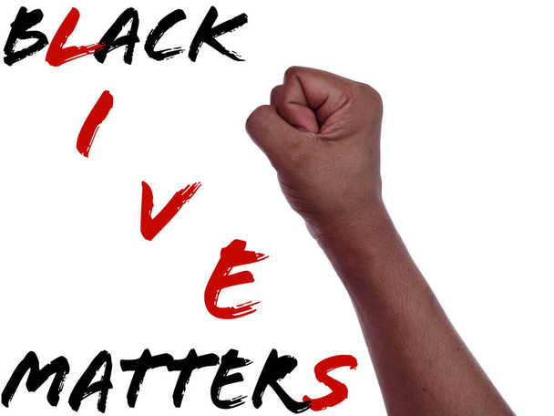 Fekete bőr kéz fehér háttér felkelés támogatása fekete élet anyag tiltakozás Amerikában az emberi jogok. - Fotó, kép