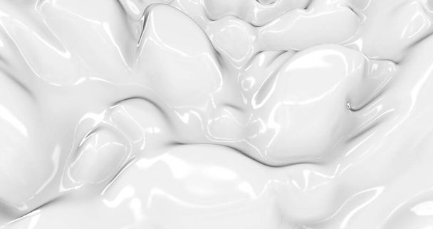 Liquid abstract white background. Smooth glossy texture 3D rendering Glamour silk backdrop. 3D illustration - Photo, Image