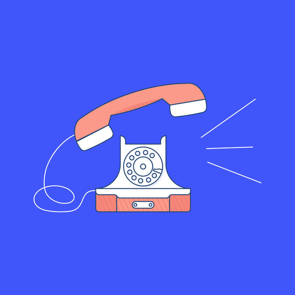Вінтажний телефон в контурному дизайні
 - Вектор, зображення