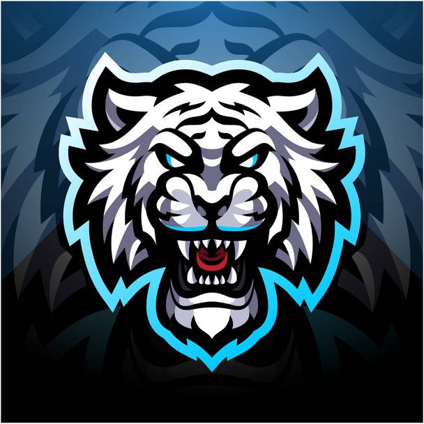 White tiger esport mascot logo - Vector, Image