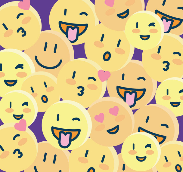 background of emojis, faces yellow icons - Vector, Image