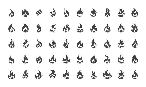 flamme de feu brûlant chaud éclat plat icônes de conception ensemble - Vecteur, image