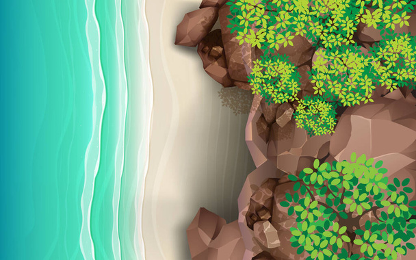  top view of rock cave on the beach - Vector, Image