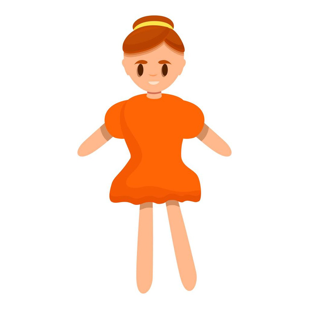 Doll in red dress icon, cartoon style - Vektori, kuva