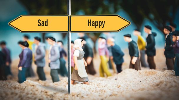La rue signe le chemin du bonheur contre la tristesse
 - Photo, image