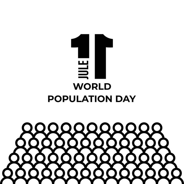 Diseño para el Día Mundial de la Población Saludo-11 julio. logotipo de tipografía, ilustración vectorial, banner o póster - Vector, imagen