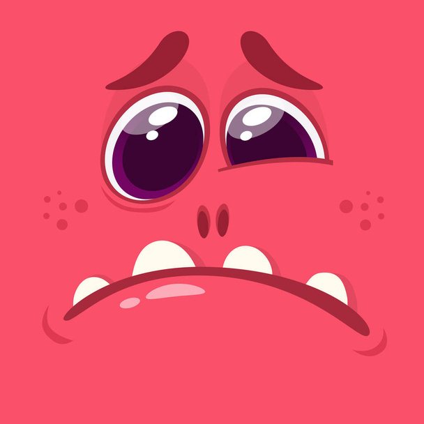 Cartoon monster face. Vector Halloween green cool monster avatar sad and crying. Big set of monster faces. Package design - Vector, Image
