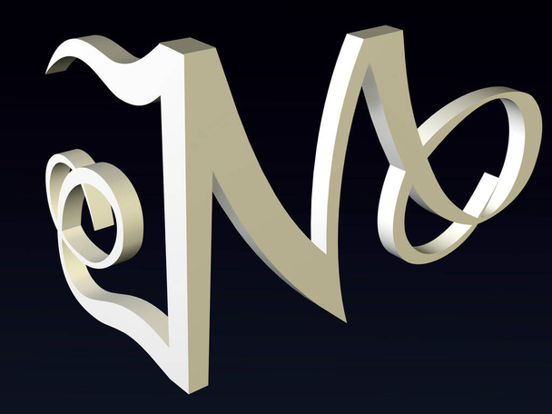 3d font, Font stylization of the letters J & M font composition of the logo. 3D rendering. - Fotó, kép