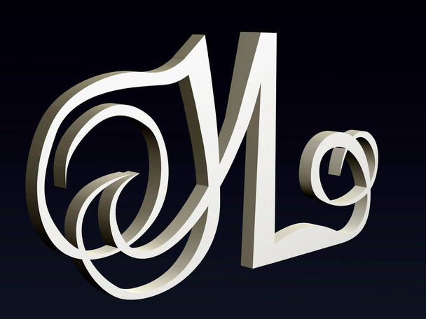 3d fontti, Font stylization kirjaimet N & L fontin koostumus logon. 3D-renderointi. - Valokuva, kuva