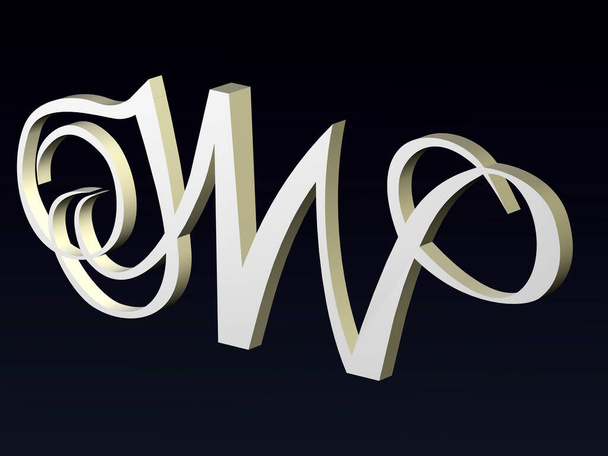 Logonun N & W yazı tipi bileşiminin 3d yazı tipi, Font biçimlendirmesi. 3B görüntüleme. - Fotoğraf, Görsel