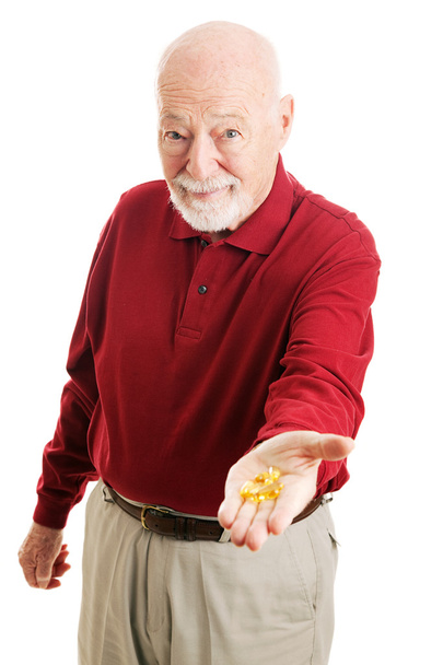 Senior Man with Omega 3 Fish Oil - Zdjęcie, obraz