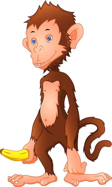 schattig aap cartoon met banaan - Vector, afbeelding