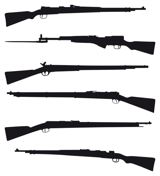altı eski av tüfeği - Vektör, Görsel