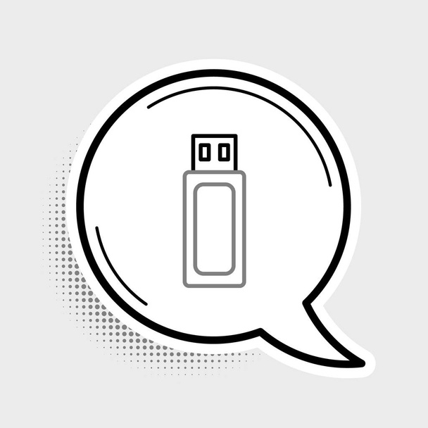 Linia ikona pamięci flash USB izolowana na szarym tle. Kolorowy koncept. Wektor. - Wektor, obraz