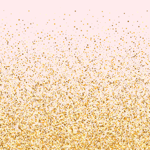 Golden Rain Shiny Pink Background. Anniversary  - Vektor, kép
