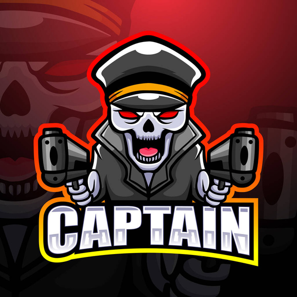 Vector illustration of Captain skull mascot esport logo design - Vector, Image