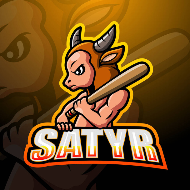  Vektorillustration des Satyr-Maskottchens esport logo design - Vektor, Bild