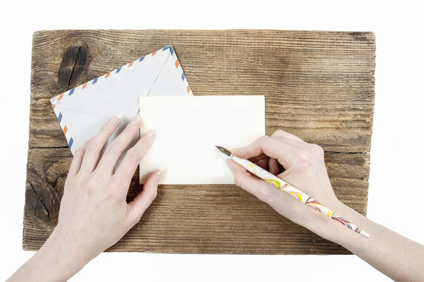 Woman with beautiful hands writing a letter. Graphic element - Foto, Bild