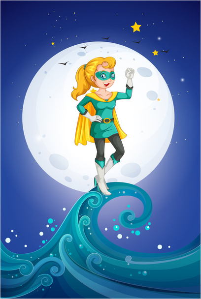 Un supereroe femminile vicino alla luna piena
 - Vettoriali, immagini
