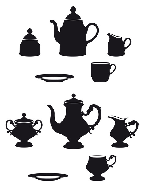Tea sets - Vector, Image