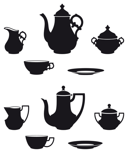 Tea sets - Vector, Image