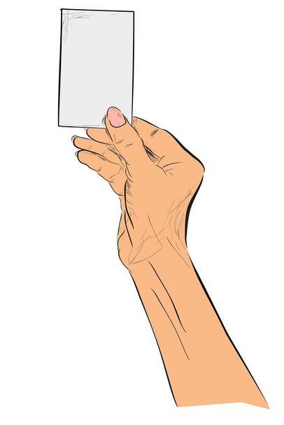 Vektor flache Farbskizze Hand hält leere Karte, isoliert auf weiß - Vektor, Bild