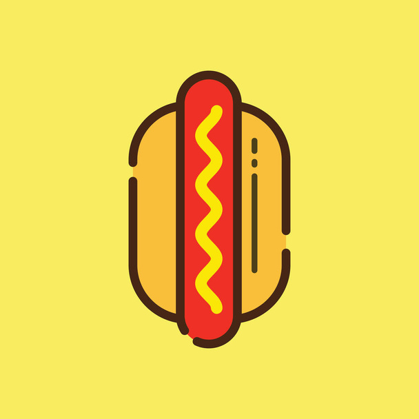 Hotdog design piatto. Illustrazione piatta isolata vettoriale fast food per poster, menu, brochure, web and icon fastfood. - Vettoriali, immagini