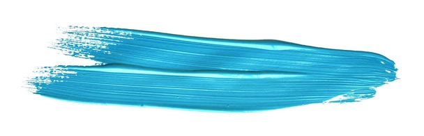Turquesa azul cepillo carrera paiting sobre fondo aislado, lienzo acuarela textura - Foto, imagen