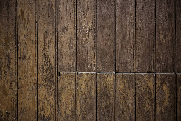 Weathered and abandoned brown wood, wooden background detail, passage of time - Zdjęcie, obraz