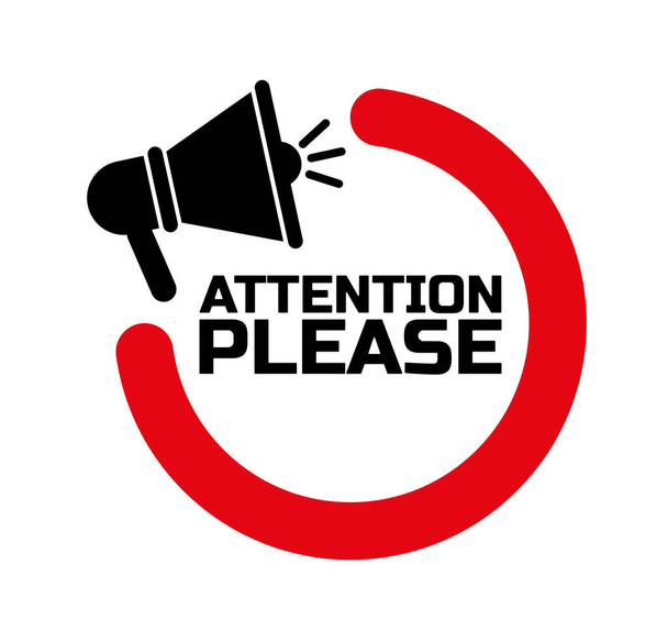 attention please sign on white background - Vector, Image