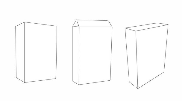 Conjunto vectorial de ilustración aislada de la caja de cereales de cartón blanco y negro
 - Vector, imagen